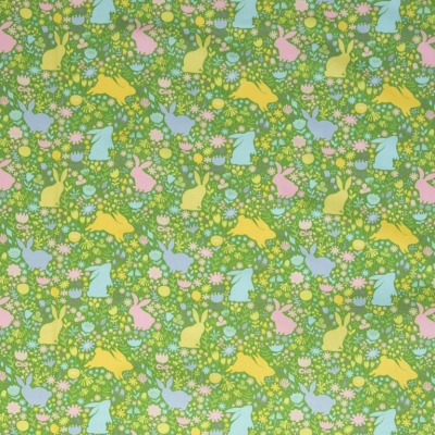 Baumwolle Ostern | HAPPY EASTER Hase Wiese | Grün